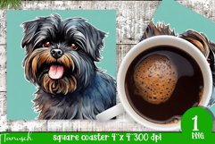 watercolor affenpinscher dog square coaster sublimation PNG Product Image 1