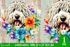 watercolor Komondor dog sublimation PNG Product Image 1