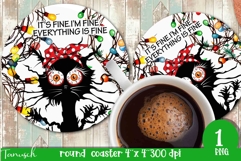 funny christmas round coaster It&#039;s fine, I&#039;m fine design Product Image 1