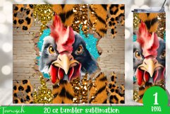20 oz Tumbler peeking Chicken through wall hole Sublimation Product Image 1