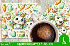 cute EASTER rabbit Square Coaster spring Sublimation PNG Product Image 1
