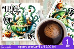 Halloween Monster Breakfast Bowl sublimation square coaster Product Image 1
