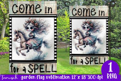 vintage Creepy sublimation Halloween Garden Flag PNG Product Image 1