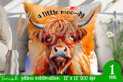 sarcastic HIGHLAND COW farm pillow sublimation Product Image 1