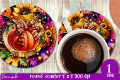 funny FALL Pumpkin with Bow Round Coaster sublimation PNG Product Image 1