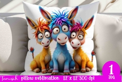 funny DONKEYS lady pillow sublimation design JPG DONKEY Product Image 1
