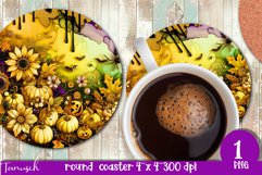 FALL Pumpkin &amp; Sunflowers Round Coaster sublimation bundle Product Image 10