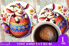 funny happy EASTER round coaster Sublimation hatching Egg Product Image 1