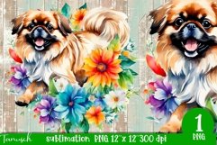 watercolor PEKINESE sublimation PNG / dog design Product Image 1