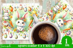 cute EASTER rabbit Square Coaster spring Sublimation PNG Product Image 1