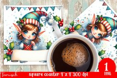 Christmas whimsical elf square coaster Sublimation bundle Product Image 10