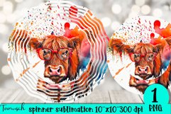 floral Highland Cow wind spinner sublimation bundle Product Image 10
