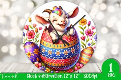 funny happy EASTER wall clock Sublimation hatching Egg Product Image 1
