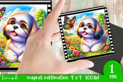 Floral DOG magnet sublimation retro frame MALTESE Product Image 1