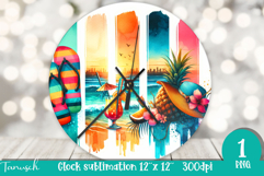 cute SUMMER holidays Wall Clock Sublimation beach design Product Image 1