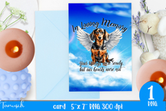 Memorial card dachshund dog angel wings SUBLIMATION pet loss Product Image 1