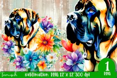 watercolor English Mastiff dog sublimation PNG Product Image 1