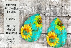Watercolor sunflowers and glitter earrings Sublimation PNG Product Image 1