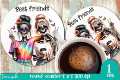 funny Mother&#039;s DAY Wine round coaster Sublimation Product Image 1