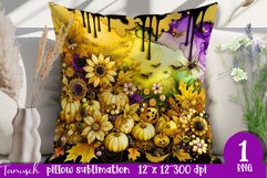 funny FALL Pumpkin with Bow Pillow sublimation PNG Product Image 1