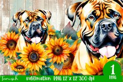 watercolor Bullmastiff dog sublimation mastiff PNG Product Image 1