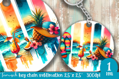 cute SUMMER holidays Keychain Sublimation beach design Product Image 1