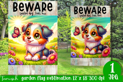Beware dog Garden Flag Sublimation Product Image 1