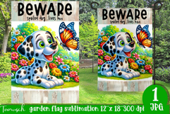 Beware dog Garden Flag Sublimation Product Image 1