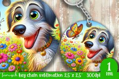 Floral DOG key chain spring SUBLIMATION keychain Deerhound Product Image 1
