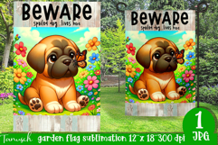 Beware dog Garden Flag Sublimation Product Image 1