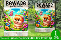 Beware dog Garden Flag Sublimation Product Image 1