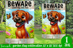 Beware dog Garden Flag Sublimation Product Image 1
