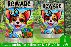 Beware dog Garden Flag Sublimation Product Image 1