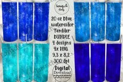 20oz Tumbler watercolor crackle BLUE Sublimation Bundle Product Image 1