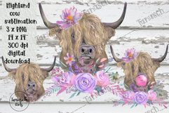 highland COW with flowers Sublimation design PNG Product Image 6