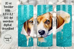 20oz glitter BEAGLE tumbler peeking dog Sublimation PNG Product Image 2