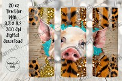 20oz Tumbler peeking pig through wall hole Sublimation Product Image 3