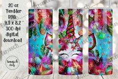 Watercolor Christmas Unicorn 20 oz tumbler Sublimation Product Image 2