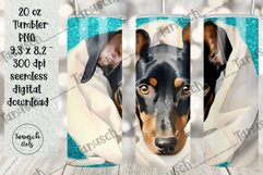 20oz glitter DOBERMAN tumbler peeking dog Sublimation PNG Product Image 5