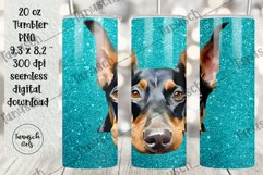 20oz glitter DOBERMAN tumbler peeking dog Sublimation PNG Product Image 2