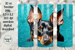 20oz glitter DOBERMAN tumbler peeking dog Sublimation PNG Product Image 4