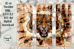 Tiger in fire &amp; glitter 20oz tumbler Sublimation full wrap Product Image 2