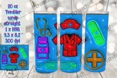 3d inflated nurse tumbler sublimation , 3d puff wrap PNG Product Image 2
