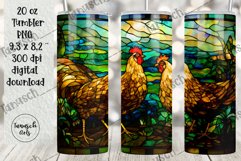 stained glass chicken sublimation 20oz tumbler farm design Product Image 2