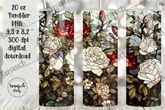 stained glass white roses sublimation 20oz tumbler Product Image 2