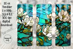 stained glass magnolia sublimation 20oz tumbler Product Image 2