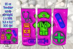 3d inflated nurse tumbler sublimation , 3d puff wrap PNG Product Image 2
