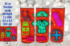 3d inflated nurse tumbler sublimation , 3d puff wrap PNG Product Image 2