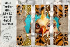 20 oz Tumbler peeking Chicken through wall hole Sublimation Product Image 2