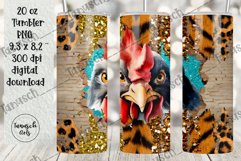20 oz Tumbler peeking Chicken through wall hole Sublimation Product Image 2